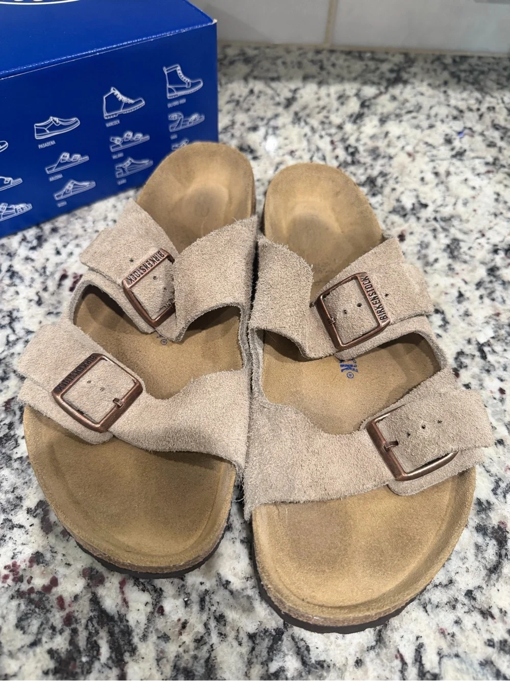 Men’s Adjustable Suede Double-Strap Sandals in taupe